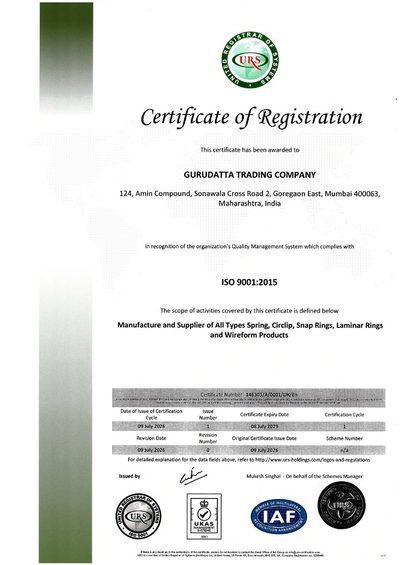 ISO Certificate — Gurudatta Trading Co.